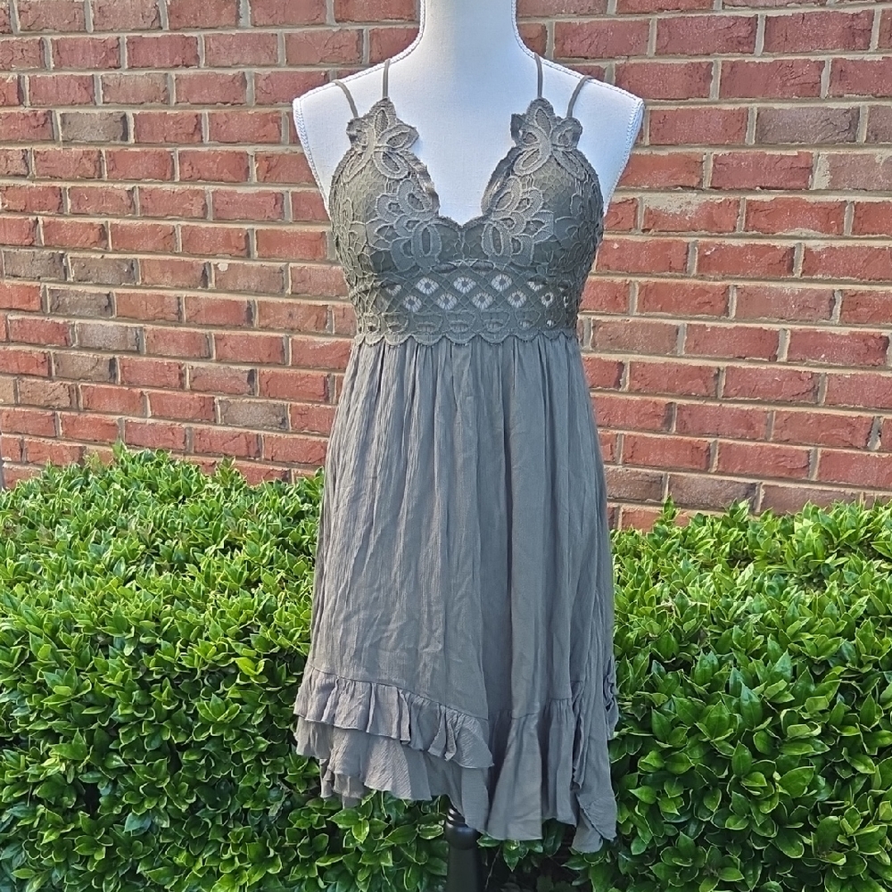 Wishlist Apparel Lace Dark Green Sundress Size M
